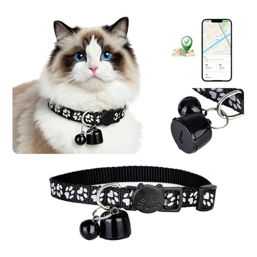 2026 Compact Cat Collar Tracker Set – Ultra Lightweight 0.1oz Reduces Pet Burden, Adjustable 7–13 Inch for Cats, Only Compatible with iPhone Find My App, Not Support Android Phones
