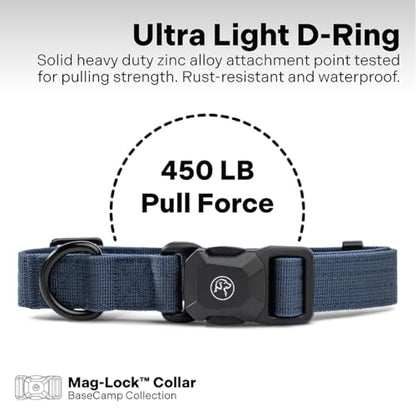 Scout Supply Co.Heavy Duty Dog Collar with Quick-Release Magnetic Buckle, Adjustable Double Layer Nylon Dog Collar for Medium Dogs, (Navy Blue, M: 14" to 18") - color: Navy Blue, size: M: 14" to 18"
