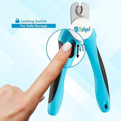 Boshel Dog and Cat Nail Clipper with Safety Guard, Razor-Sharp Toenail Cutter with Nail File, Ideal for Smaller Pets - size: Medium/Small