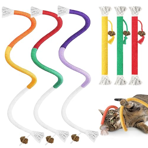 Cat Chew Rope Toy - 6Pack Cotton Cat Chew Toy for Teeth Cleaning, Interactive Kitten Teething Toys to Redirect Chewing from Cord, Cat Nip String Dental Toys for Bored Indoor Cats, 19.7inch - style: Cat Toys 6Pack