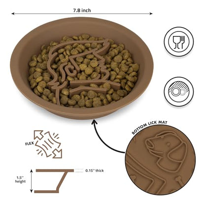 Dog Slow Feeder Brown Bowl Dog'nald Trump Design - 2026 Edition - Premium Food Grade Silicone - Interactive Slow Feeder & Lick Mat - Dishwasher Safe - Anti-Slip - Fun & Engaging Design for Dogs
