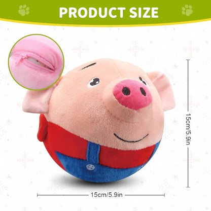 Active Moving Pet Plush Toy,Puppy Dog Toys to Keep Them Busy2026 New Small Dog Dog Squeak Toys,Interactive Dog Toys,Plush Toys for Dogs,Talking Moving Ball Toy (Red Pig-2PC) - color: Red Pig-2PC