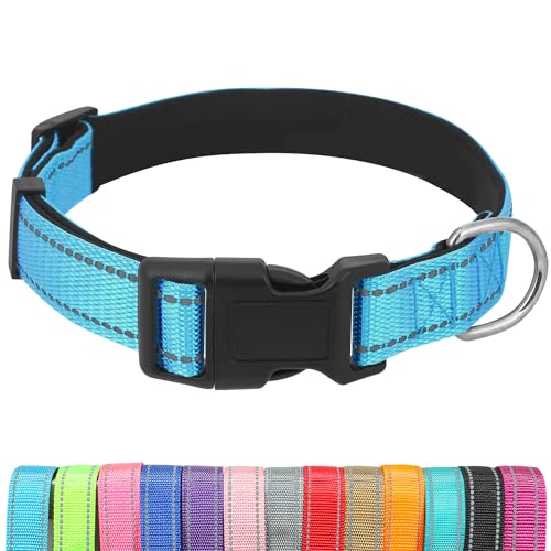 Dog Collars Adjustable for Puppy and Small Dogs, Heavy Duty Waterproof with Quick Release Buckle, Reflective Nylon Collar with Soft Neoprene Padded, XS, Sky Blue - color: Sky Blue, size: X-Small