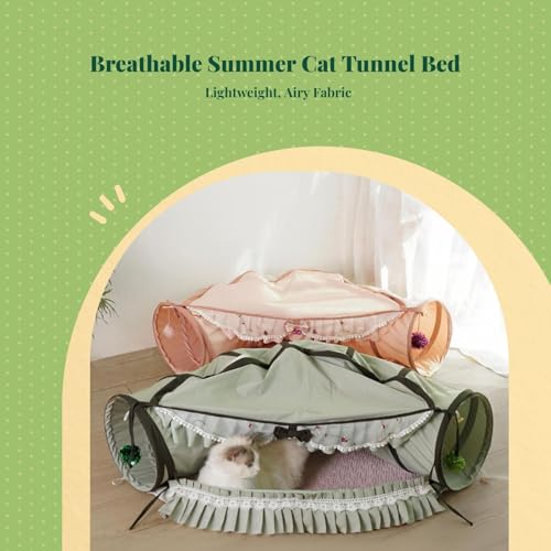 Baoblaze Cat Tunnel Bed Interactive Toy Playground Kitten Training with Removable Mat Hideout for Indoor Small Animals Pets Dogs Rabbit, Green - color: Green