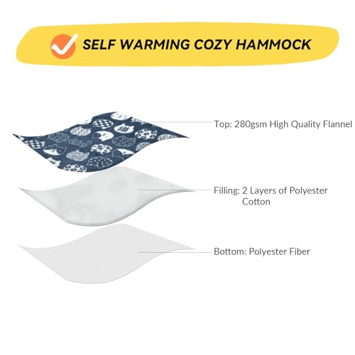 Cat and Dog Hammock Bed for Small Dogs, Brethable Wooden Cat Pet Rabbit Elevated Bed Cots Furniture for All Seasons Fleece Navy Blue - color: Navy Blue