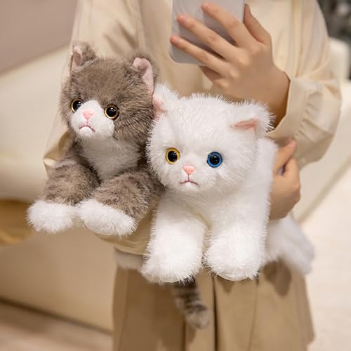 PEACH CAT Cat Stuffed Animal 12" Realistic Kitten Plushies Soft Plush Toys Gifts for Kids White - style: 12" White Cat