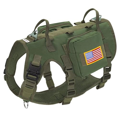 Dog Harness Medium Sized,Tactical Dog Harness with Handle,No Pull Military Style Service Dog Vest with Pockets Adjustable for Medium Dogs,Green,Chest 17-25" - color: Green, size: S:Chest 17-25",Fit 20-35lbs