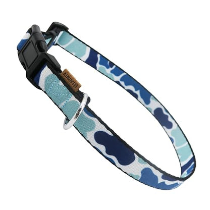Dog Collar, Cute Camouflage Pattern, Soft and Adjustable Collar with Quick Release Buckle (S (Neck 11-18", Width 5/8"), Camouflage Blue) - color: Camouflage Blue, size: S (Neck 11-18", Width 5/8")