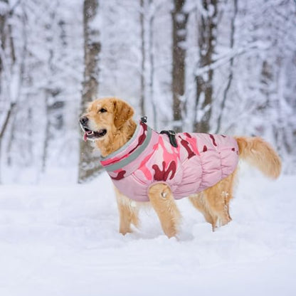Lelepet Warm Dog Winter Coat Dog Coats for Small Dogs Waterproof Dogs Jacket with Harness Built in Reflective Cold Weather Coats Windproof Zip-Up Winter Fleece Vest Snowsuit Chihuahua Pink Camo - color: Pink Camo, size: X-Small