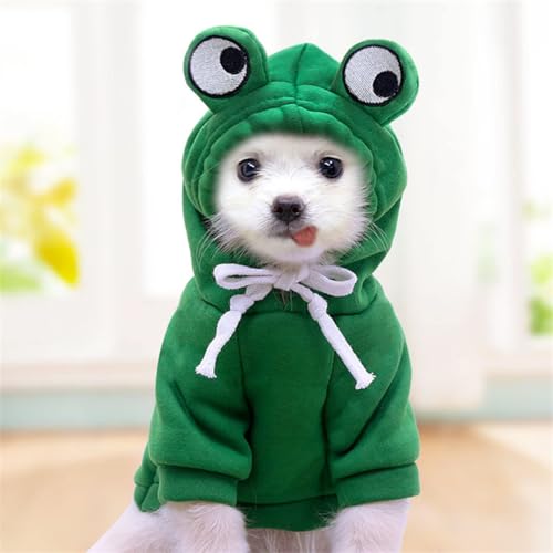 Warm Dog Winter Clothes Cute Fruit Dog Coat Hoodies Fleece Pet Dogs Costume Jacket for French Bulldog Chihuahua Ropa para Perro(Green,S) - color: Green, size: S