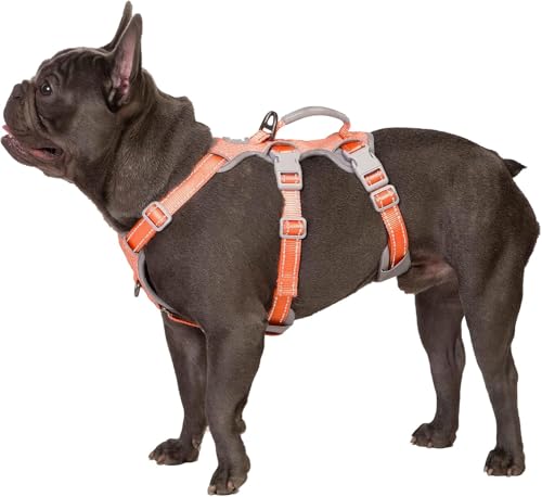 Huntboo No Escape Dog Harness, Escape Proof Harness, Fully Reflective Harness with Padded Handle, Breathable,Durable, Adjustable Vest for Medium Dogs Walking, Training, and Running Gear (Orange,M) - color: Orange, size: Medium(Pack of 1)
