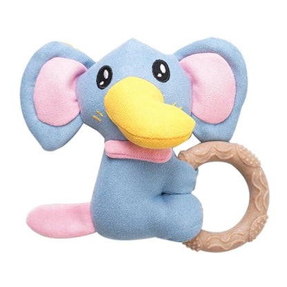 TiaoBug Puppy Teething Toy with Squeaky Soft Plush Dog Chew Toys for Small Dogs Interactive TPR Elephant One Size - color: Elephant