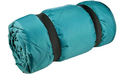 DOWN UNDER OUTDOORS Large Waterproof Windproof Extra Thick 350 GSM Quilted Fleece, or Sherpa Stadium Blanket - color: Teal/Heather Grey