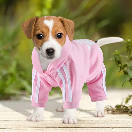 Dog Hoodie 4 Legs Jumpsuit for Small Dogs Puppy Clothes Dog Pullover Sweatshirt Cotton Doggie Winter Coat Cat Apparel(Pink,XXS) - color: Pink, size: XX-Small