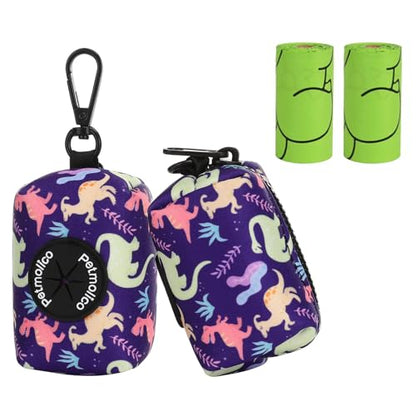 Attachment,Waste Bag Dispenser Zippered Pouch, Fits Any Leash, Includes Free Roll of Dog Bags, Poop Bag Dispenser - 2 Packs, Little Dinosaurs - color: Little Dinosaurs