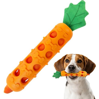 Fida 2-in-1 Puppy Teething Toys, Natural Rubber Chew Toys for Dogs to Keep Them Busy & Plush Toys with Crinkle Leaves, Interactive Dog Toys for Small Medium Breeds and Puppies.(Carrot) - color: Orange Carrot