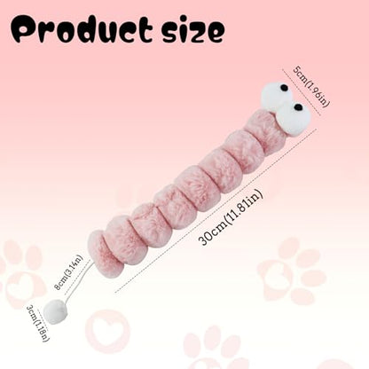 Andiker Catnip Toys for Cats, Cute Caterpillar Design Cat Pillar with Pompom Ball Cat Kicker Toy Containing Catnip Silvervine Galls Fruit Interactive Cat Toys for Indoor Cats (Pink) - color: Pink