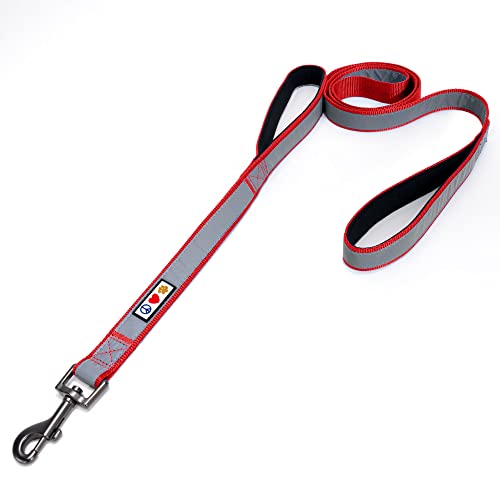 Pawtitas Double Handle Dog Leash Heavy Duty for Training No Pull Leashes Ideal for Medium and Large Dogs | Great for Walking, Running & Training Dog Leash - Medium/Large - Red - color: Red, size: Medium / Large
