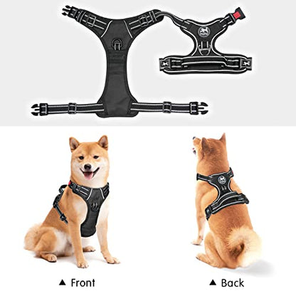 PoyPet No Pull Dog Harness, No Choke Front Lead Dog Reflective Harness, Adjustable Soft Padded Pet Vest with Easy Control Handle for Small to Large Dogs(Black,XS) - color: Black, size: XS