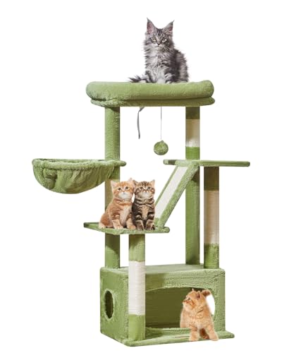Taoqimiao Cat Tree,38.5-Inch Cat Tower for Indoor Cats,Suitable for Kittens with Luxurious cat condo with Adjustable Baskets and Luxurious Perch MS029SGR Green - color: Green, size: 38.5 Inches