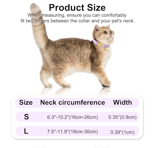 Personalized Cat Collar with Name Plate,Adjustable Tough Nylon Cat ID Collars with Bell,Customize Engraved Pet Name and Phone Number (Velvet Style B)