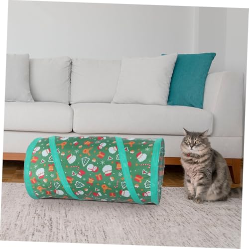 SUPVOX Foldable Cat Tunnel Cube with Bell Ball Breathable Collapsible Kitten Playhouse for Indoor and Outdoor Use Interactive Pet Hideout and Resting Bed for Cats and Kittens