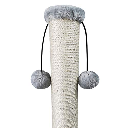 Dimaka 29'' Cat Scratching Post, Natural Sisal Rope Scratcher Post, Kitten Claw Scratch with 4 DanglingToy Balls for Large Cats (Grey) - color: Grey