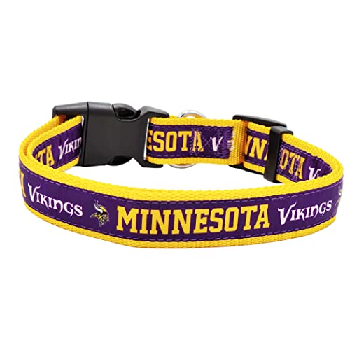 NFL Vikings Dog & Cat Collar - Medium, Shiny & Colorful, Licensed by The NFL - color: Minnesota Vikings, size: Medium