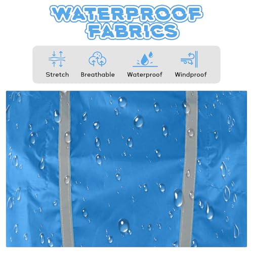 Dog Raincoat with Reflective Strip Hoodie, Waterproof Dog Raincoats, Adjustable Lightweight Hooded Poncho Dog Rain Jacket, Snowproof Windproof Clothes, Dog Raincoat for Large Dogs - color: Blue, size: L