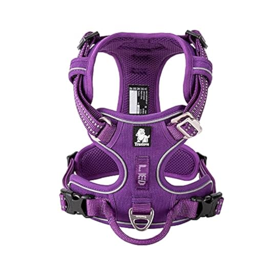 True Love No Pull Dog Harness Extra Reflective Pet Harness for Small Medium Large Dogs Adjustbale for Running Walking Padded Soft Mesh Vest Easy Control TLH56512(Purple,S) - color: Purple, size: S