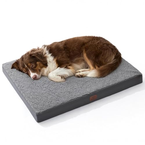 Bedsure Dog Beds Large Sized Dog - Comfy Flat Pet Beds with Removable Washable Cover, Orthopedic Egg Crate Foam Puppy Mat, Suitable for Pet Up to 65 lbs - color: Dark Grey, size: 36"L x 27"W x 3"Th
