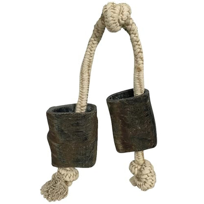 QT Dog Mossy Oak: Water Buffalo Horn & Tug Dog Chew - 24" Knotted Natural Cotton Rope, Pet Toy, No Preservatives, Horn, Long-Lasting, Combines Play & Chewing - style: 24"
