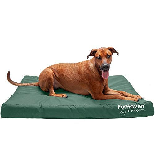 Furhaven Water-Resistant Orthopedic Dog Bed for Large Dogs w/ Removable Washable Cover, For Dogs Up to 95 lbs - Indoor/Outdoor Logo Print Oxford Polycanvas Mattress - Forest, Jumbo/XL - color: Water-Resistant Logo Print (Forest), size: Jumbo
