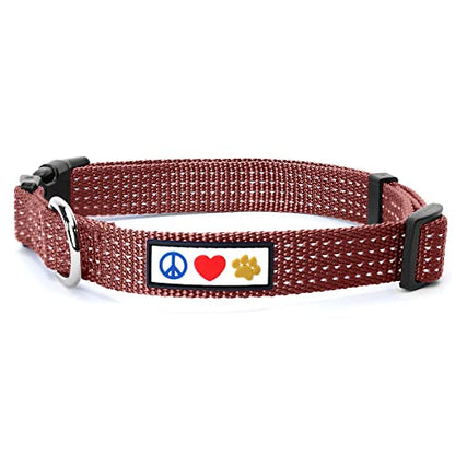 Pawtitas Reflective Dog Collar for X-Small Dogs – Adjustable Nylon Puppy Collar with Quick-Release Buckle | Fits Neck 8–13 in | Night Safety Training Collar | XS | Marsala - color: Marsala, size: X-Small (Pack of 1)