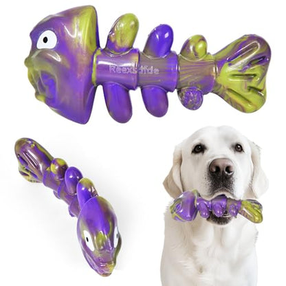 Dog Chew Toy Durable and Indestructible,Fishbone ShapeDog Chew Bones for MiddleLarge Dogs, Bacon Flavored, Keeps Dogs Busy Purple - color: Bacon-flavored (purple)