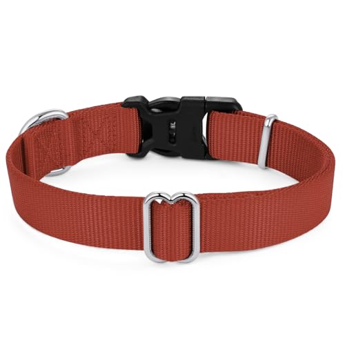 Mikivery Nylon Dog Collar with Quick Release Buckle Soft Adjustable Sturdy for Small Medium Large Dogs Brick,M - color: Brick, size: M：13"-20"