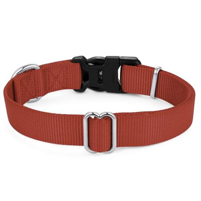 Mikivery Nylon Dog Collar with Quick Release Buckle Soft Adjustable Sturdy for Small Medium Large Dogs Brick,L - color: Brick, size: L：17.5"-25.5"