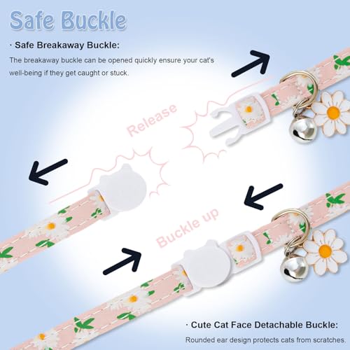 Cat Collar for Airtag, Breakaway GPS Tracker Kitten Collar with Airtag Holder and Bells for Girl Boy Cats Cute Personalized Cat Collar with Fish Adjustable Length (Pink)
