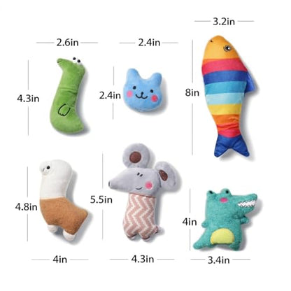 Catnip Toys for Indoor Cats, 6 Pack Plush Cat Kicker Toys with Natural Catnip, Bunny Kick Chew Cat Toys for Kittens & Adult Cats