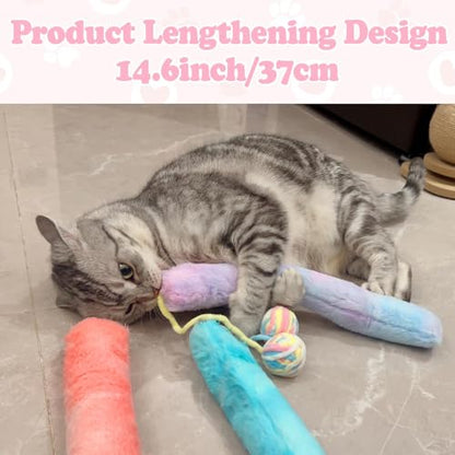 Cat Kicker Toy Large 3pcs, Catnip Toys for Cats, for Indoor Cats, Interactive Kitten Toys with Bell 14.6in/37cm - style: Bell 3pcs