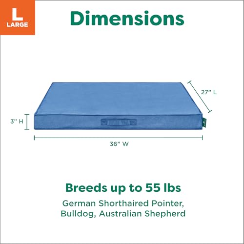FurHaven Gridded Ripstop All-Weather Deluxe Orthopedic Mattress Pet Bed, Capri Blue, Large - color: Capri Blue, size: Large