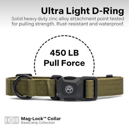 Scout Supply Co.Heavy Duty Dog Collar with Quick-Release Magnetic Buckle, Adjustable Double Layer Nylon Dog Collar for Medium Dogs, (Green, M: 14" to 18") - color: Green, size: M: 14" to 18"