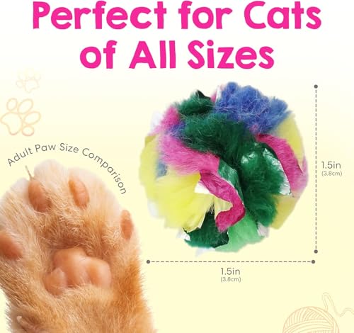 Crinkle Cat Toy Balls 50 Pack | Soft Cat Crinkle Toys for Indoor Cats & Kittens | Food-Grade Acetate Safer Than Mylar | Made in Canada - style: 50 Pack
