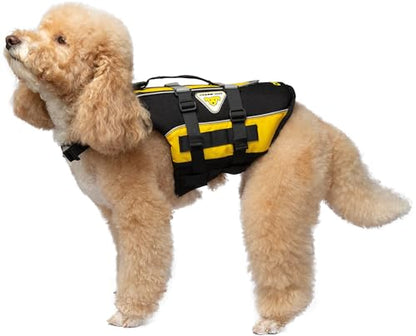 Cressi DLJ Dog Life Jacket Dog Life Jackets, Black/Yellow, XL - size: X-Large