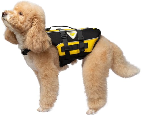 Cressi DLJ Dog Life Jacket Dog Life Jackets, Black/Yellow, S - size: Small