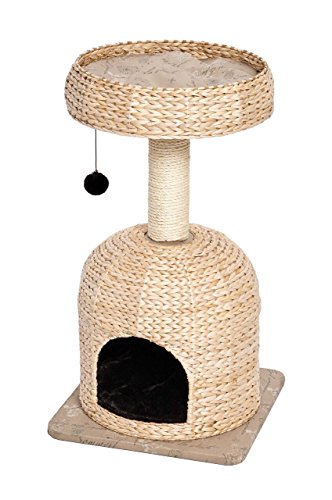 MidWest Homes for Pets Cat Tree |Scout Cat Furniture Cat Activity Tree w/Sisal Wrapped Support Scratching Posts & Dangle Play Balls, Woven Rattan & Script Small Cat Tree - size: Scout Woven Rattan/Script