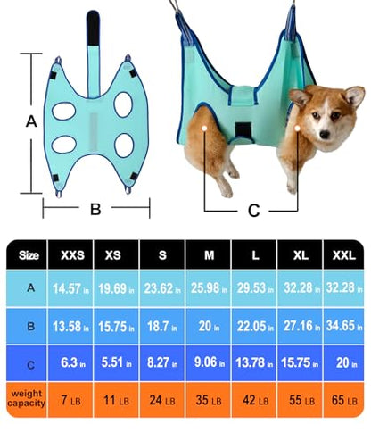 Kkiimatt Dog Grooming Hammock,Medium - Large Hanging Harness Holder for Nail Clipping,Nail Trimming Hammock for Pet,Grooming Sling Hanger Restraint for Claw Care - color: Large 42 LB Max/Turquoise
