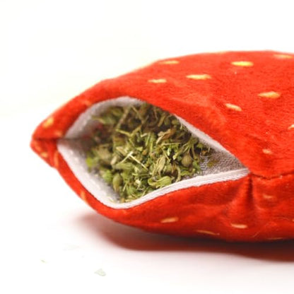 Meowijuana Strawberry Bundle | Get Sprung Refillable Strawberry Toy and Happy Grass Catnip Blend | Promotes Play and Cat Health | Includes North American Organic Catnip