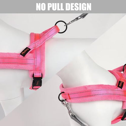 Didog Soft Flannel Padded Dog Vest Harness, No Pull/Quick Fit Reflective Dog Strap Harness, Easy for Training Walking (XS:Chest 15-18", Pink) - color: Pink, size: XS:chest 15-18"