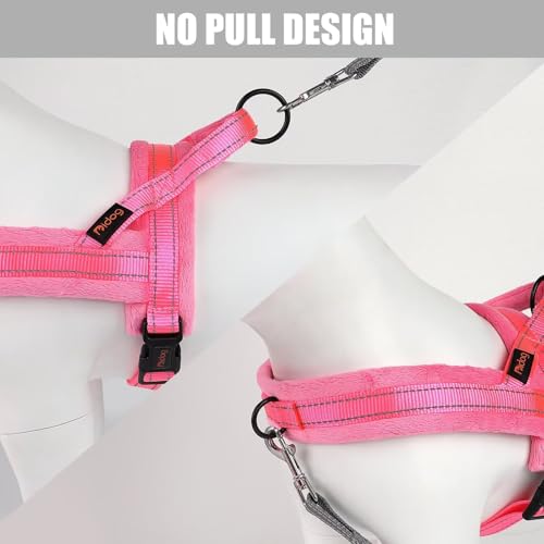 Didog Soft Flannel Padded Dog Vest Harness, No Pull/Quick Fit Reflective Dog Strap Harness, Easy for Training Walking (M:Chest 21-26", Pink) - color: Pink, size: M:chest 21-26"